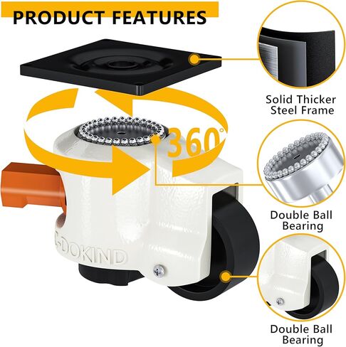 Leveling Casters Heavy Duty Set of 4 Workbench Castor: Adjustable Caster with Ratchet Arm-Retractable Caster for furniture, Shelves, Machine Capacity 2200Lbs in Kuwait