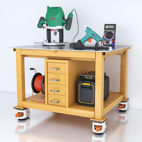 Leveling Casters Heavy Duty Set of 4 Workbench Castor: Adjustable Caster with Ratchet Arm-Retractable Caster for furniture, Shelves, Machine Capacity 2200Lbs in Kuwait