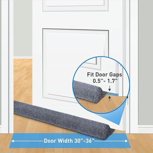 سدادة مسودة الباب لأسفل الباب، حاجز مسودة الباب 36 بوصة يحجب ضوضاء الهواء البارد الساخن لفجوة تصل إلى 1.7 بوصة تحت الباب، يناسب واقي مسودة الباب بعرض 30-36 بوصة، سهل التركيب وقابل للغسل in Kuwait