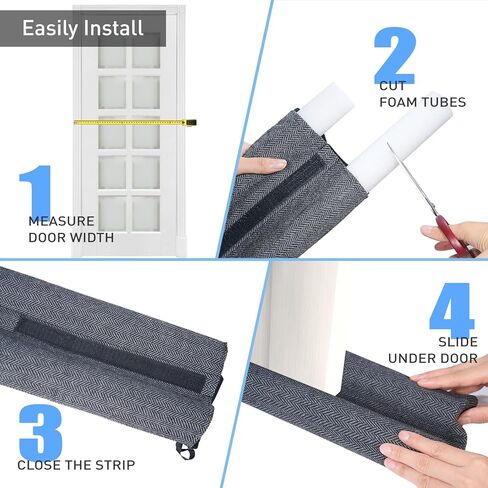 سدادة مسودة الباب لأسفل الباب، حاجز مسودة الباب 36 بوصة يحجب ضوضاء الهواء البارد الساخن لفجوة تصل إلى 1.7 بوصة تحت الباب، يناسب واقي مسودة الباب بعرض 30-36 بوصة، سهل التركيب وقابل للغسل in Kuwait