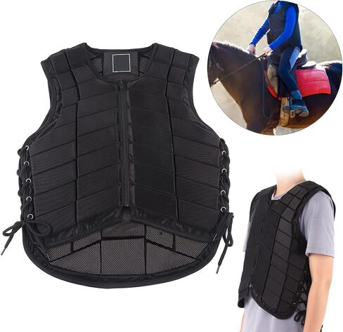 Equestrian Protective Black Vest Protector, Horse Riding Vest One Piece Armor with Extended Padding for Adults Boys Girls Children for Unisex(XL) in Saudi Arabia