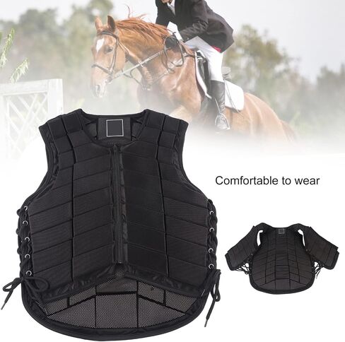 Equestrian Protective Black Vest Protector, Horse Riding Vest One Piece Armor with Extended Padding for Adults Boys Girls Children for Unisex(XL) in Saudi Arabia