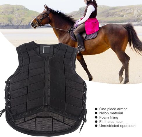 Equestrian Protective Black Vest Protector, Horse Riding Vest One Piece Armor with Extended Padding for Adults Boys Girls Children for Unisex(XL) in Saudi Arabia
