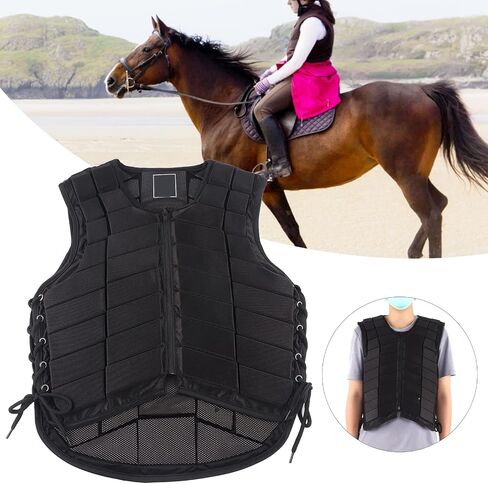 Equestrian Protective Black Vest Protector, Horse Riding Vest One Piece Armor with Extended Padding for Adults Boys Girls Children for Unisex(XL) in Saudi Arabia