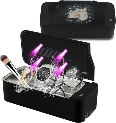 Ultrasonic Jewelry Cleaner Machine 17 oz(500ML) 48KHz, Ultrasonic Cleaner Machine UV with 3 Digital timer, Professional Sonic Cleaner for Glasses, Ring, Earring, Makeup Brush, Dentures (QXI-13-01BY) in Saudi Arabia