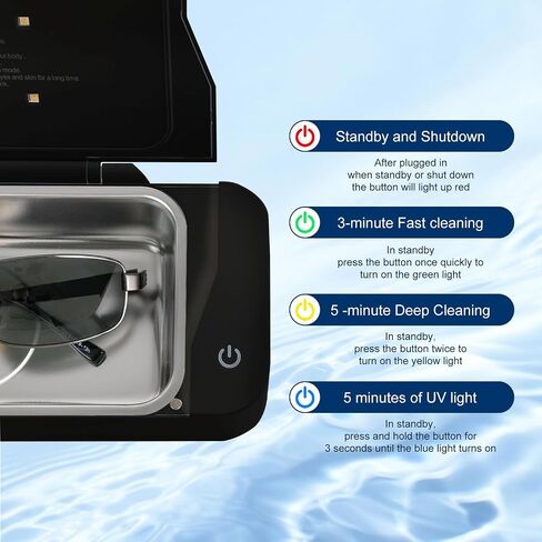 Ultrasonic Jewelry Cleaner Machine 17 oz(500ML) 48KHz, Ultrasonic Cleaner Machine UV with 3 Digital timer, Professional Sonic Cleaner for Glasses, Ring, Earring, Makeup Brush, Dentures (QXI-13-01BY) in Saudi Arabia