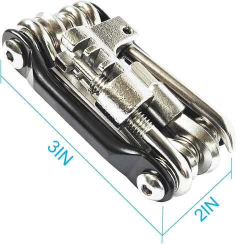 أدوات الدراجة المتعددة، أداة الدراجة، مجموعة أدوات الدراجة، أداة سلسلة الدراجة، طقم إصلاح الدراجة، ملحقات الدراجات النارية، أداة متعددة، طقم إصلاح إطارات الدراجة، أداة متعددة خفيفة الوزن من الفولاذ المقاوم للصدأ للدراجة من Pepbee، أسود in Kuwait