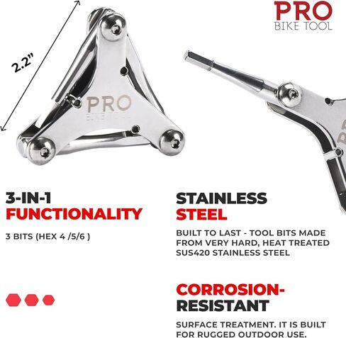 PRO BIKE TOOL Bike Multitool - Mini Bike Tri Tools in Silver - Multifunctional and Compact Allen Key Set - 3 in 1,HEX 4/5/6 Steel - Ideal for Mountain Biking,Bicycle Repair,and Cycling Maintenance in Saudi Arabia
