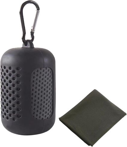 35"x12" Portable Cooling Towel with Silicone Sleeve, Ice Towel, Soft Breathable Chilly Towel, Microfiber Towel for Yoga, Sport, Running, Gym, Workout,Camping, Fitness & More Activities(Black) in Saudi Arabia