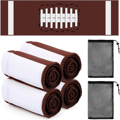 4 Pcs Cooling Towel with 2 Bag, Football Breathable Chilly Towel Ice Towel for Neck and Face, 40"x12" Breathable Chilly Towel, Microfiber Towel for Football Player Team Coach Gift Sport Party Favors in Saudi Arabia