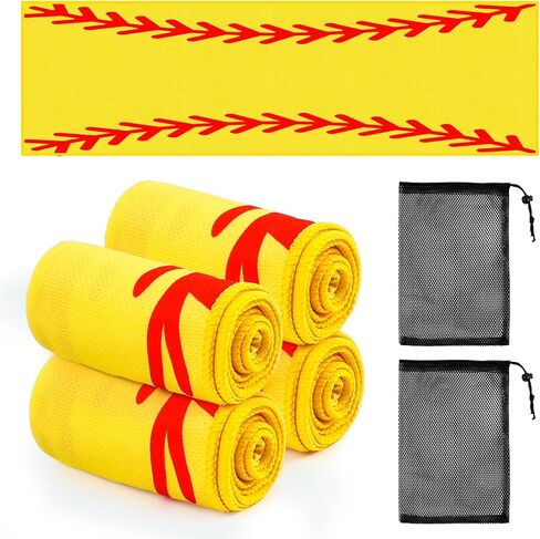 4 Pcs Cooling Towel with 2 Bag, Football Breathable Chilly Towel Ice Towel for Neck and Face, 40"x12" Breathable Chilly Towel, Microfiber Towel for Football Player Team Coach Gift Sport Party Favors in Saudi Arabia