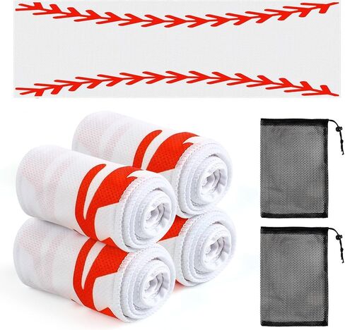 4 Pcs Cooling Towel with 2 Bag, Football Breathable Chilly Towel Ice Towel for Neck and Face, 40"x12" Breathable Chilly Towel, Microfiber Towel for Football Player Team Coach Gift Sport Party Favors in Saudi Arabia