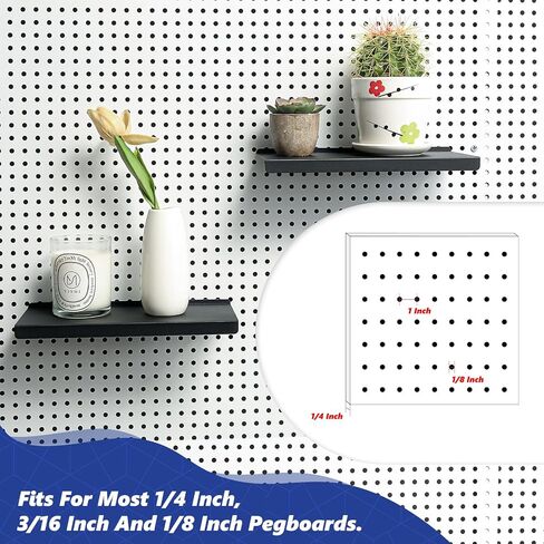 مجموعة أرفف Pegboard مقاس 10x4.3 بوصة من PEKGRIL مكونة من 6 قطع، ملحقات أرفف لوح ربط معدنية، أرفف عرض مسطحة للوحة Pegboard، شاشة عرض معدنية للبيع بالتجزئة للتخزين والتنظيم، أسود in Kuwait