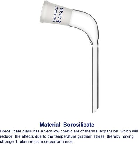 Glass 105 Degree Angle Distillation Adapter, Borosilicate Glass Distillation Bent Adapter with 24/40 Outer Joint and 100mm Tapered Drip Tube for Laboratory Lab Supply in Saudi Arabia