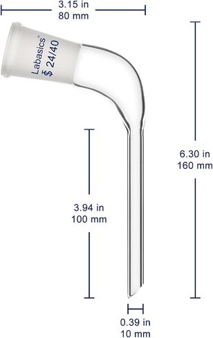 Glass 105 Degree Angle Distillation Adapter, Borosilicate Glass Distillation Bent Adapter with 24/40 Outer Joint and 100mm Tapered Drip Tube for Laboratory Lab Supply in Saudi Arabia