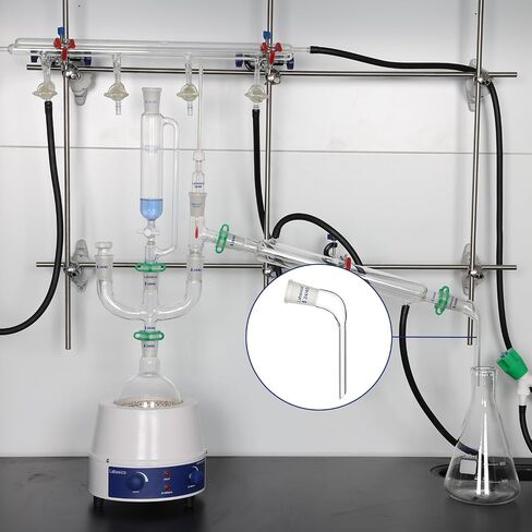 Glass 105 Degree Angle Distillation Adapter, Borosilicate Glass Distillation Bent Adapter with 24/40 Outer Joint and 100mm Tapered Drip Tube for Laboratory Lab Supply in Saudi Arabia