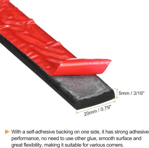 uxcell Adhesive Rubber Strips, 0.8"W x 3/16"T x 8'L Solid Neoprene Rubber Sheet Rolls with Adhesive Backing for DIY Gaskets Seals Pads Crafts in Saudi Arabia