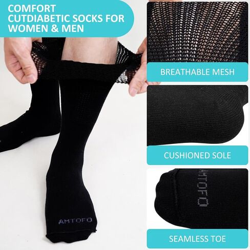 Extra Wide Socks for Swollen Feet: 3 Pairs Wide Bariatric Socks Non-Binding Diabetic Hospital Socks for Men Women 9-15 in Saudi Arabia