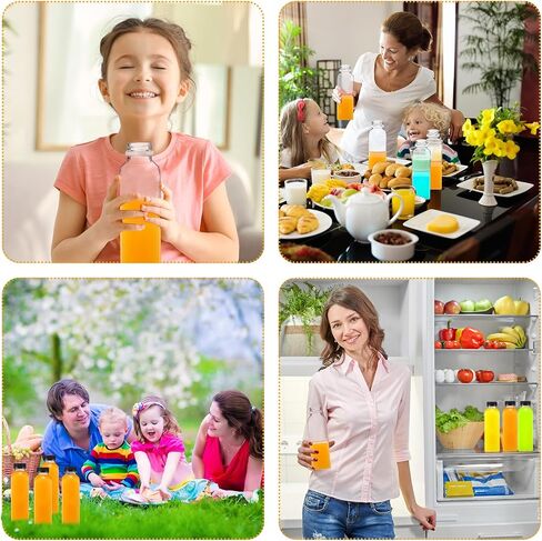 Zhehao 300 Pcs 16 oz Empty Plastic Juice Bottles with Tamper Evident Caps Square Clear Drink Containers Reusable Juicing Bottles PET Bulk Water Bottles for Juices Milk Beverages Tea Smoothies (Black) in Saudi Arabia