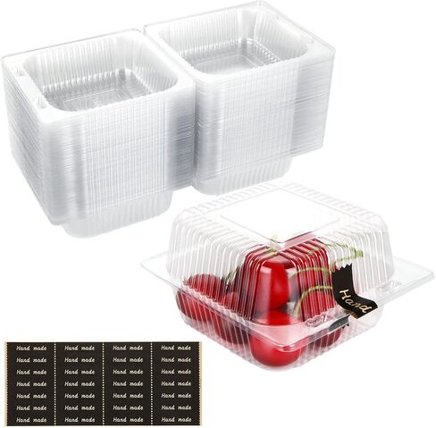 200 Pack Clear Plastic Hinged Take Out Containers Disposable Clamshell Food Containers for Dessert, Cakes, Cookies, Salads, Pasta, Sandwiches (5.3x4.7x2.8 in) in Kuwait