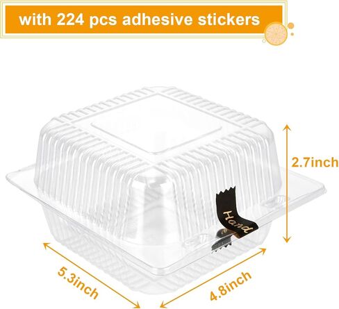 200 Pack Clear Plastic Hinged Take Out Containers Disposable Clamshell Food Containers for Dessert, Cakes, Cookies, Salads, Pasta, Sandwiches (5.3x4.7x2.8 in) in Kuwait