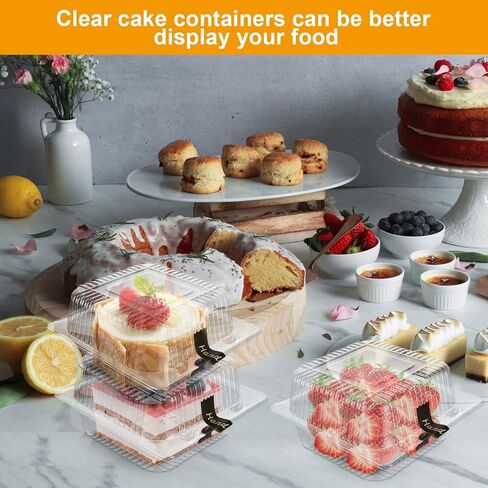 200 Pack Clear Plastic Hinged Take Out Containers Disposable Clamshell Food Containers for Dessert, Cakes, Cookies, Salads, Pasta, Sandwiches (5.3x4.7x2.8 in) in Kuwait