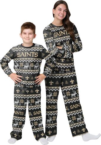 FOCO Kids' NFL Team Ugly Pattern Matching Set Family Holiday Pajamas in Saudi Arabia