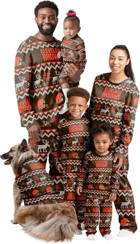 FOCO Kids' NFL Team Ugly Pattern Matching Set Family Holiday Pajamas in Saudi Arabia