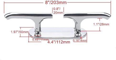 MIZUGIWA Boat Cleats 6 Inch 8 Inch Stainless Steel Dock Cleats for Boat,Open Top Boat Cleat Marine Heavy Duty Base Eagle Handle with Fasteners,Rope Cleat for Boat Docks,Decks,Kayaks,Pack of 2 in Saudi Arabia