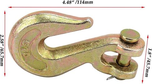 4 حزم 3/8 بوصة G70 درجة Clevis Grab Hook، سلسلة Clevis Hook بالكروم الأصفر، خطافات سلسلة السحب للشاحنة أو المقطورة المسطحة، حد الحمل 6600 رطل in Kuwait