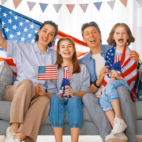 قطعتان من التماثيل الوطنية الأمريكية في الرابع من يوليو، دمية جنوم الأمريكية من القطيفة السويدية تومتي، زخارف قزم للحفلات الحزبية، ديكور المنزل الداخلي، يوم الاستقلال in Kuwait