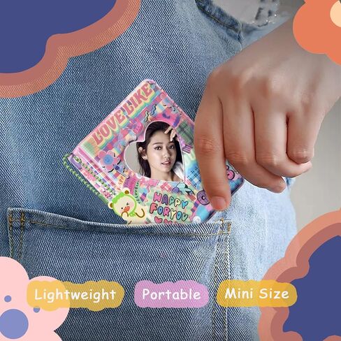 كتاب حامل بطاقات الصور Kpop مقاس 3 بوصات، ألبوم صور صغير Kpop Kpop Photocard Binder، كتاب تجميع بطاقات الصور المجوفة Kpop Photocard المجوف من Love Heart 32 جيبًا، حامل بطاقات صور محمول مع قلادة قلب الحب in Kuwait