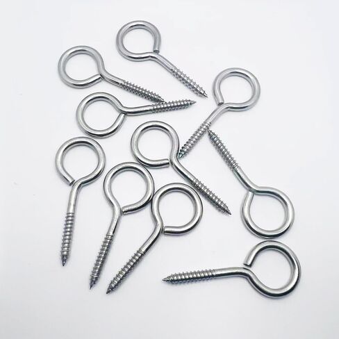 خطافات لولبية من الفولاذ المقاوم للصدأ، براغي خطاف العين M5 2.5 بوصة برغي في خطافات العين، خطافات سقف معدنية شديدة التحمل في الهواء الطلق، خطافات حلقية مفتوحة - 10 قطع حلقة مفتوحة in Kuwait