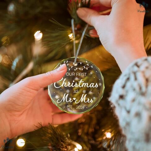 Our First Christmas As Mr and Mrs Ornament 2024 - Wedding Couple Gifts, Bridal Shower, Newlyweds Marriage Gifts, 1st Year Married, Just Engaged Keepsake Gifts for Bride & Groom, Her & Him, Friends in Saudi Arabia