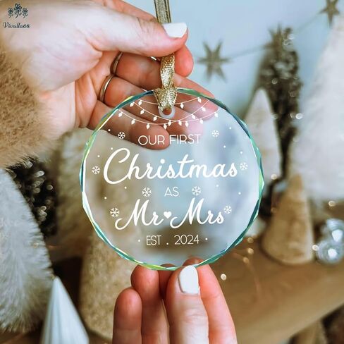 Our First Christmas As Mr and Mrs Ornament 2024 - Wedding Couple Gifts, Bridal Shower, Newlyweds Marriage Gifts, 1st Year Married, Just Engaged Keepsake Gifts for Bride & Groom, Her & Him, Friends in Saudi Arabia