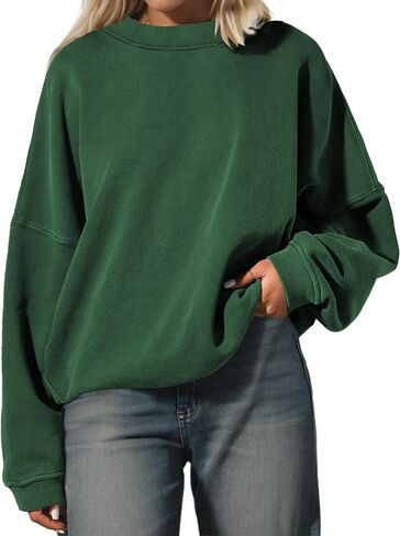 Women’s Oversized Sweatshirt Crewneck Pullover Top Casual Drop Shoulder Crew Neck Plain Shirt 2024 Fall Clothes in Saudi Arabia