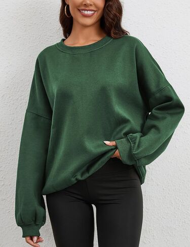 Women’s Oversized Sweatshirt Crewneck Pullover Top Casual Drop Shoulder Crew Neck Plain Shirt 2024 Fall Clothes in Saudi Arabia