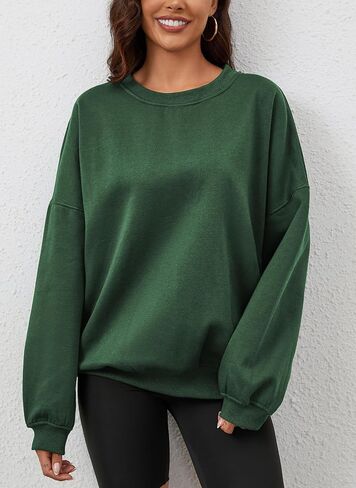 Women’s Oversized Sweatshirt Crewneck Pullover Top Casual Drop Shoulder Crew Neck Plain Shirt 2024 Fall Clothes in Saudi Arabia