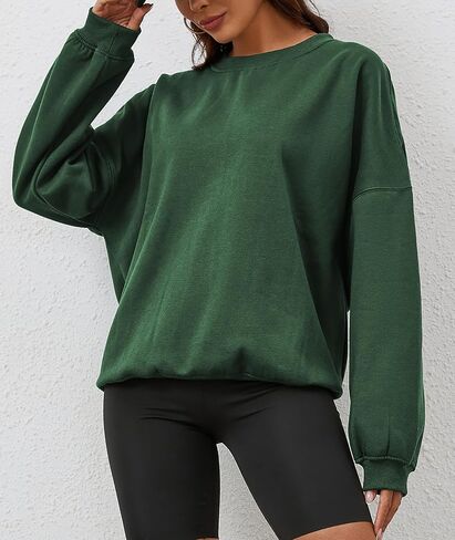 Women’s Oversized Sweatshirt Crewneck Pullover Top Casual Drop Shoulder Crew Neck Plain Shirt 2024 Fall Clothes in Saudi Arabia