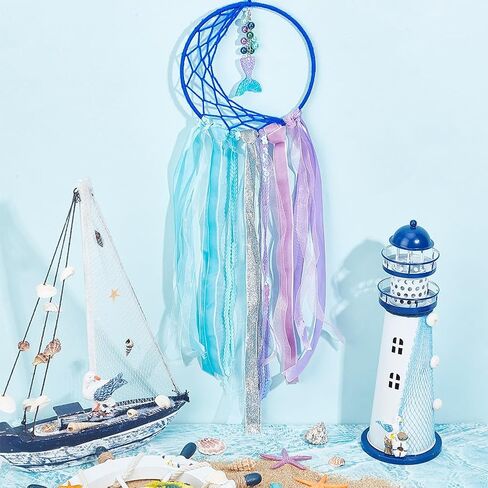 2 Set Mermaid Dream Catcher DIY Dream Catcher Making Kit Handmade Boho Dream Catchers for Kids Girls Bedroom Wall Decor Nursery Baby Room Hanging in Saudi Arabia