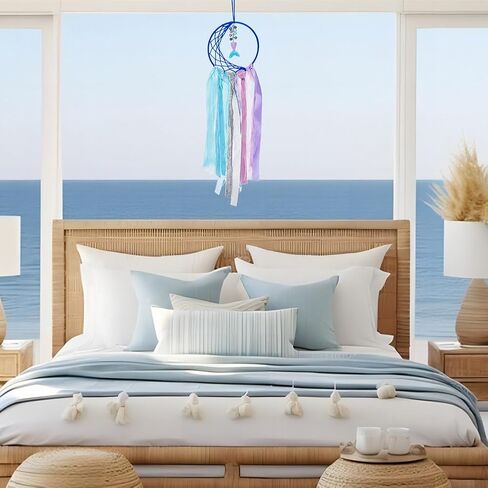 2 Set Mermaid Dream Catcher DIY Dream Catcher Making Kit Handmade Boho Dream Catchers for Kids Girls Bedroom Wall Decor Nursery Baby Room Hanging in Saudi Arabia