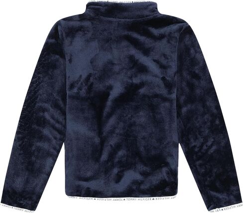 Tommy Hilfiger Girls' Long Sleeve Quarter-Zip Fleece Pullover Sweatshirt, Navy Chipie in Saudi Arabia