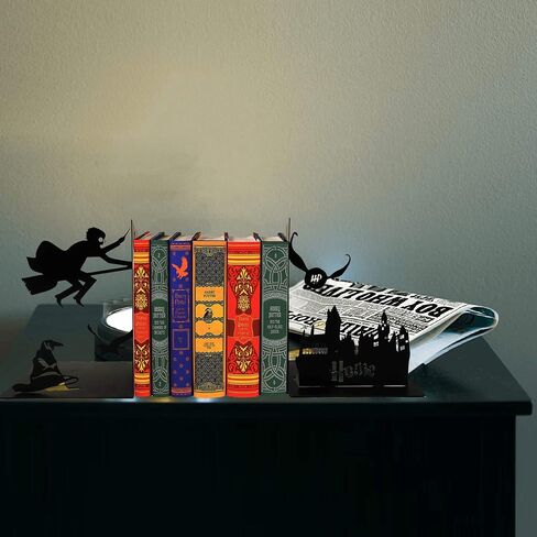 مساند كتب مزخرفة لرف الكتب، سدادة كتب سحرية سوداء، هدايا فريدة لأصدقاء العائلة والأطفال، ديكور غرفة الدراسة والمكتب المنزلي (NEFSO220723-1) in Kuwait