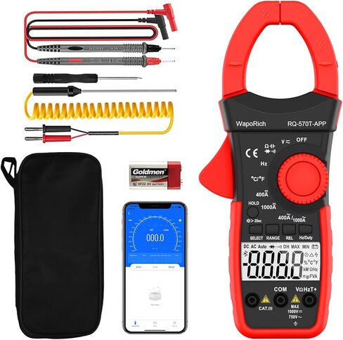 مقياس المشبك الرقمي TRMS 4000 عدد 1000 أمبير تيار متردد/تيار مستمر ومشبك بلوتوث متعدد مع قياسات تسجيل البيانات الجهد والسعة والأوم والهرتز ودرجة الحرارة RQ-570T-APP in Kuwait