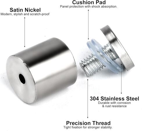 12 حزمة من براغي المواجهة، 1 بوصة. قطر × 1 بوصة. L. أجهزة تثبيت المواجهة، حوامل حائط من الفولاذ المقاوم للصدأ، أجهزة تثبيت براغي المواجهة للإشارة لحامل لافتات الأكريليك in Kuwait