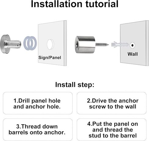 12 حزمة من براغي المواجهة، 1 بوصة. قطر × 1 بوصة. L. أجهزة تثبيت المواجهة، حوامل حائط من الفولاذ المقاوم للصدأ، أجهزة تثبيت براغي المواجهة للإشارة لحامل لافتات الأكريليك in Kuwait