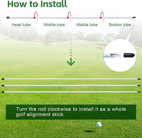 Ihomepark Golf Alignment Sticks, 3 Pack 58"Golf Sticks Alignment Rods, Full Golf Practice Swing Trainer to Align Your Golf Shot, White in Kuwait