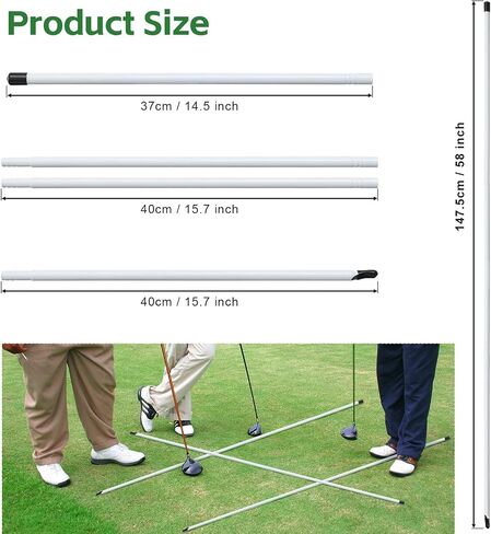 Ihomepark Golf Alignment Sticks, 3 Pack 58"Golf Sticks Alignment Rods, Full Golf Practice Swing Trainer to Align Your Golf Shot, White in Kuwait