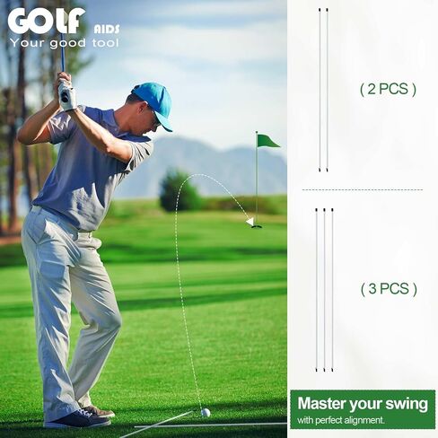 Ihomepark Golf Alignment Sticks, 3 Pack 58"Golf Sticks Alignment Rods, Full Golf Practice Swing Trainer to Align Your Golf Shot, White in Kuwait