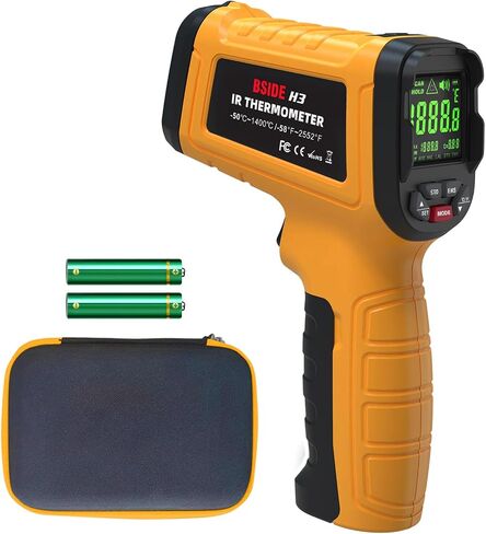 BSIDE Infrared Thermometer Pyrometer 50:1 Industrial Temperature Gun -58℉~2552℉(-50℃~1400℃) IR Laser Thermometer, High Temp Non-Contact Digital Thermometer for Furnace Smelt Forge in Saudi Arabia